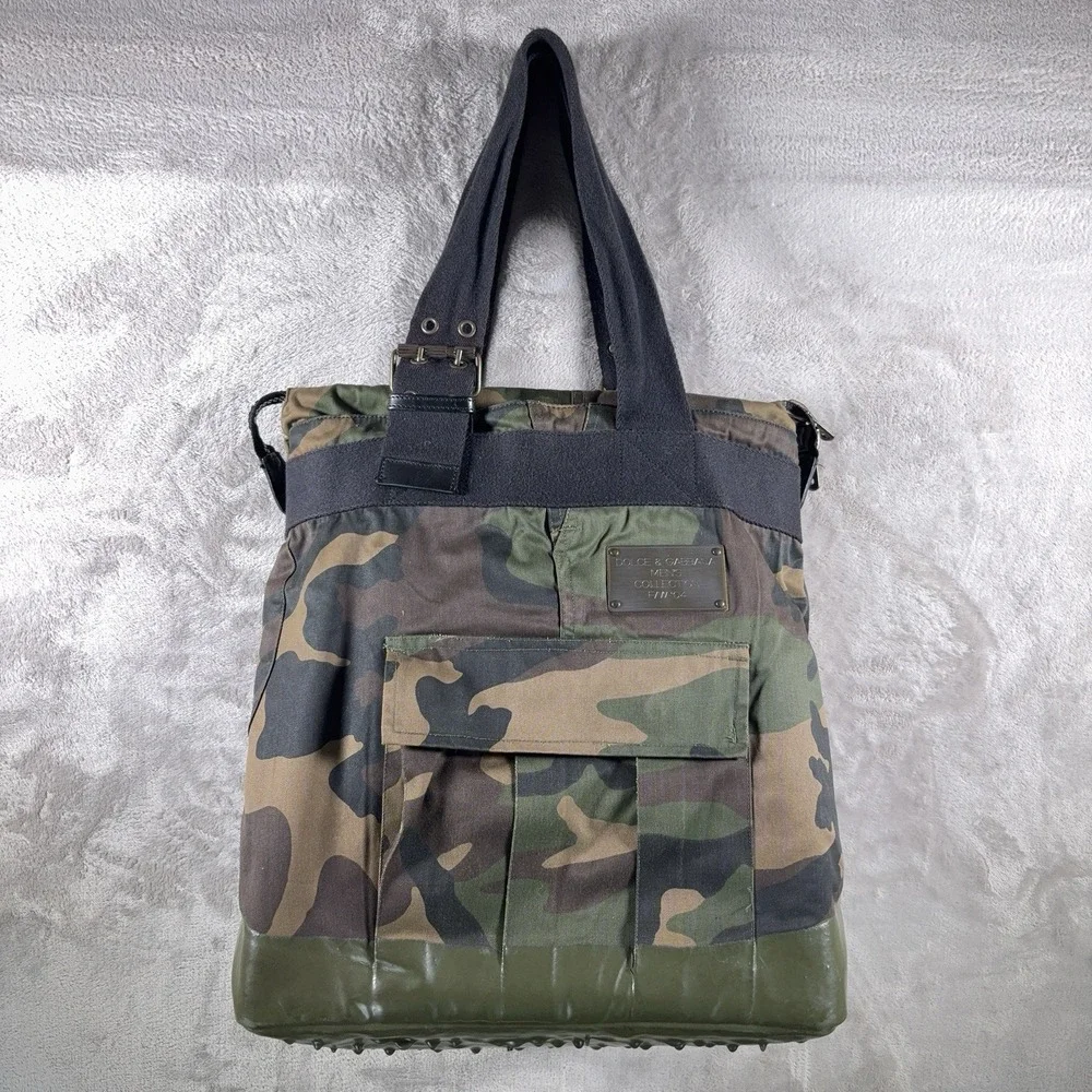 Vintage Dolce & Gabbana F/W 2004 Runway Camo Tote Bag Archive Military Rare